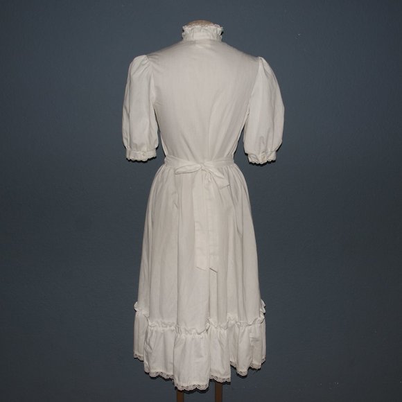 Vintage GUNNE SAX Cream Prairie Midi Dress sz S/M - Picture 3 of 5